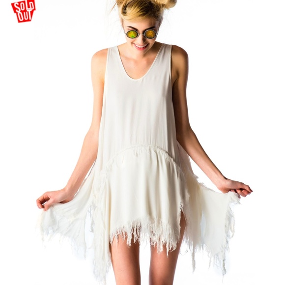 UNIF Stray white raw hem dress size s - Picture 1 of 3